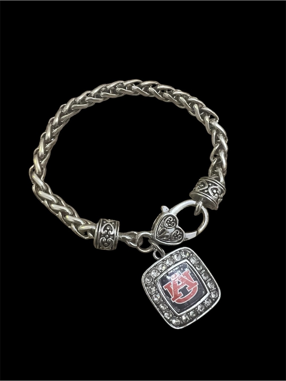 Silver-Tone Auburn University Charm Bracelet